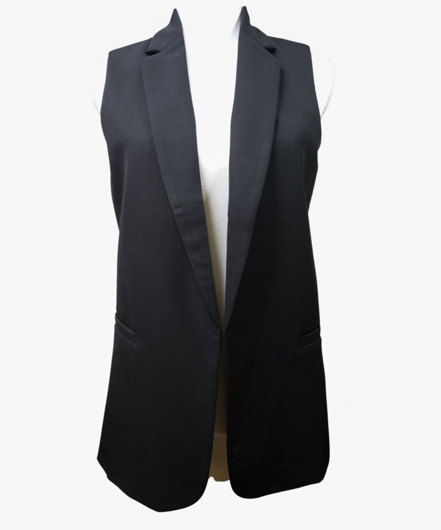 Lapel collar Open front vest Blazer